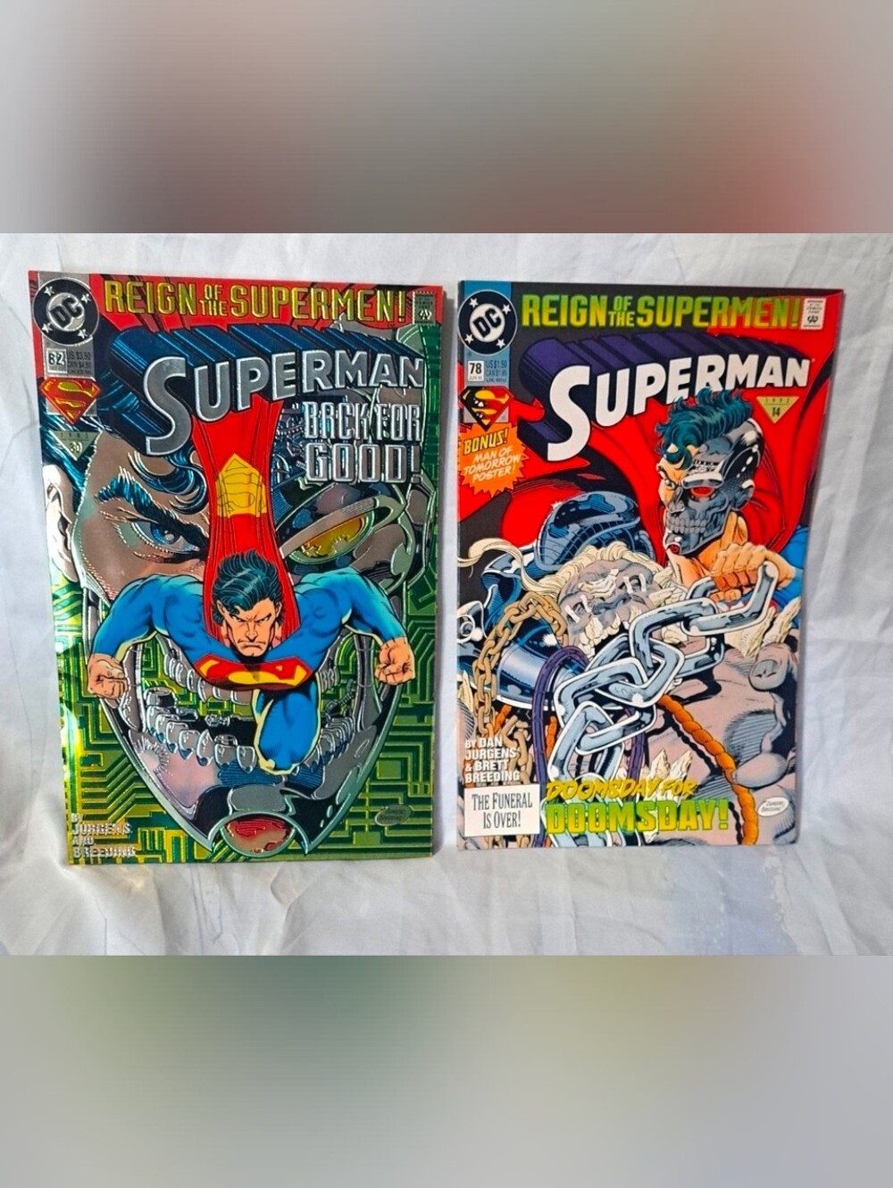 Superman #78 and #82 DC Comic Reign of the Supermen Chromium Cover